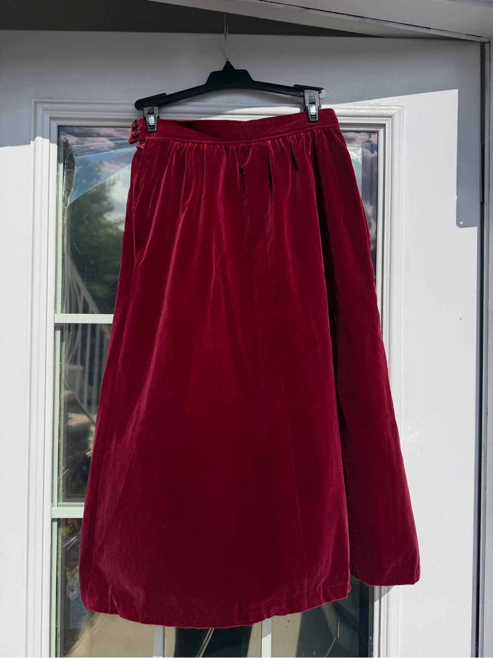 Saint Laurent Velvet A-Line Skirt in Burgundy